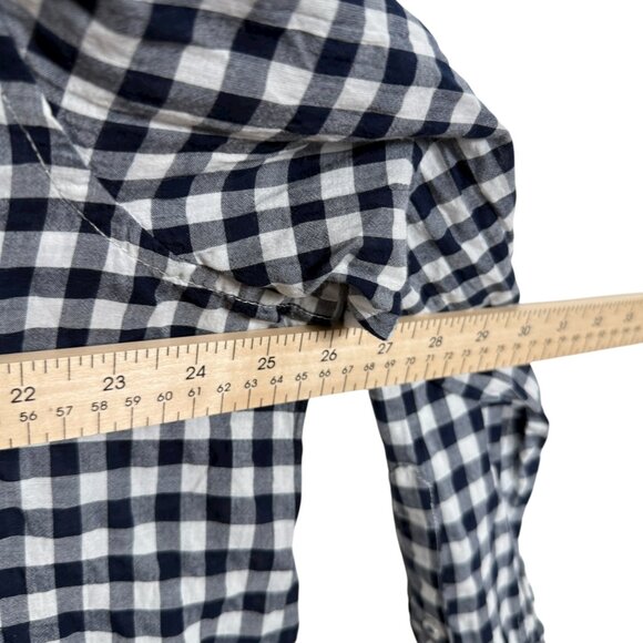 J Crew Classic Fit Shirt Womens 22 Black White Crinkle Gingham Button Down - Picture 8 of 9